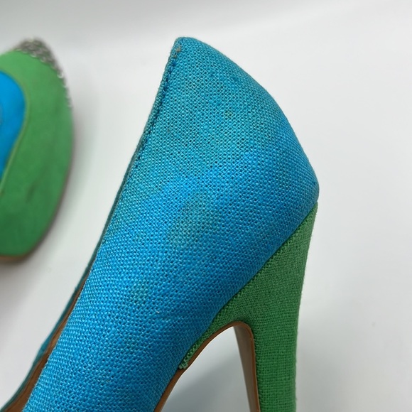 Penny Loves Kenny High Heels Stilettos Pumps Shoes Green Blue Womens 7.5 M - Picture 11 of 16
